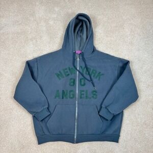Edikted New York 80 Angels Oversized Zip Up Hoodie Blue Grey Women M/L